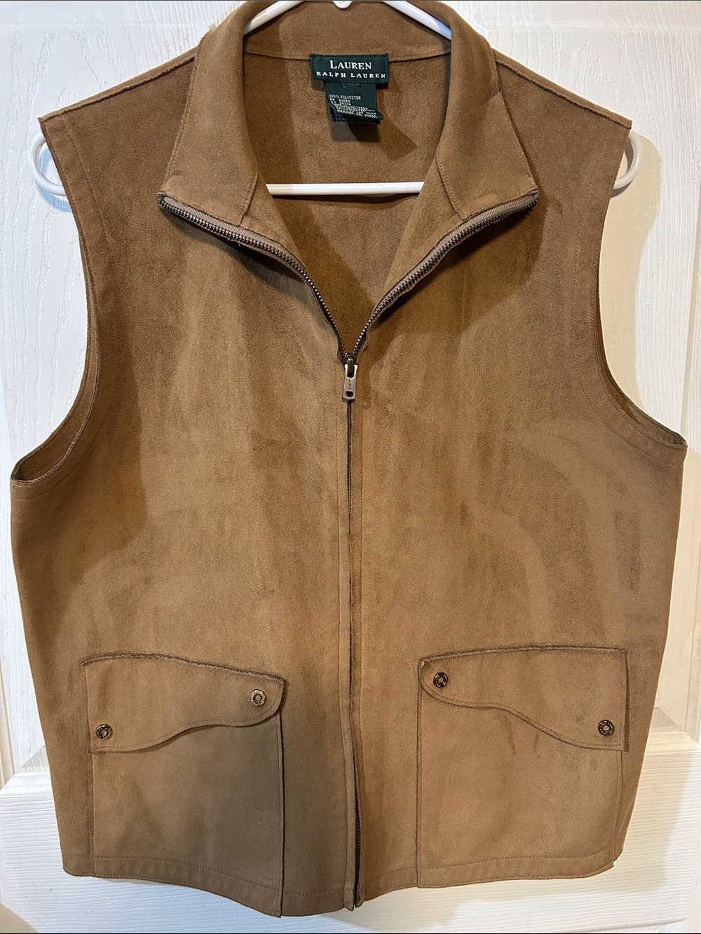 Lauren Ralph Lauren Brown Suede Zip-Front Vest
